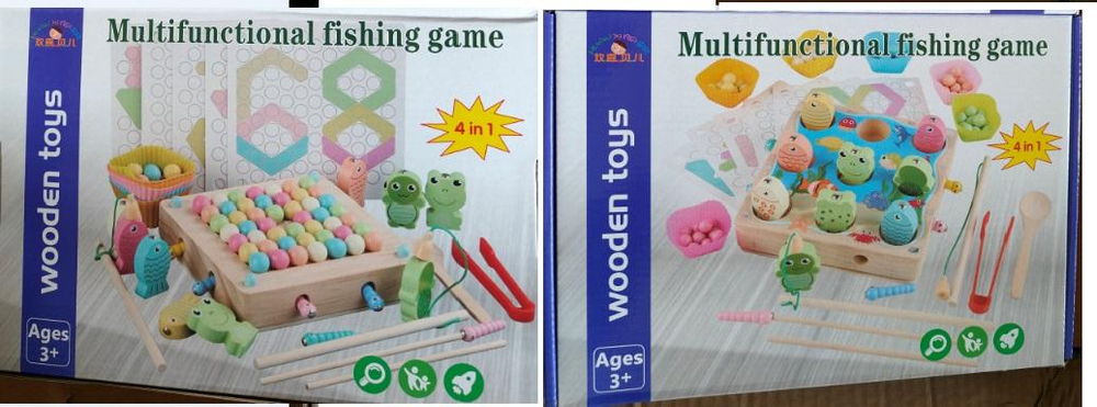 Развивающая игрушка деревянная Рыбалка 9 эл, коробка C-41675
