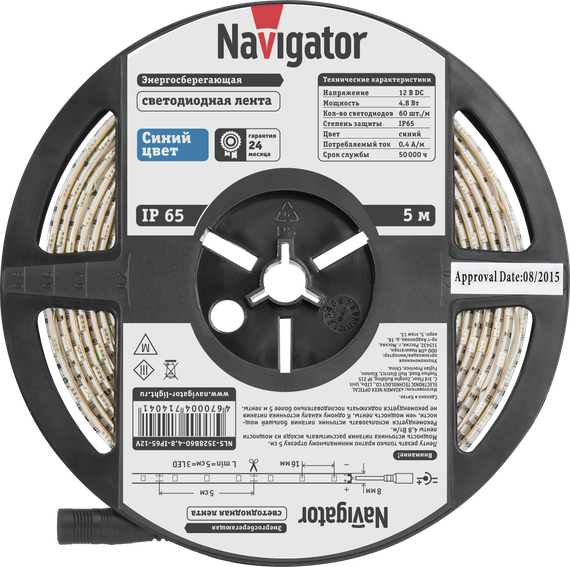 Лента светодиодная Navigator 12V 4,8Вт IP65 бухта 5м синяя 28844