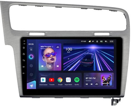 Магнитола для Volkswagen Golf 7 2012-2020 (рамка серебро) - Teyes CC3 монитор 10" QLED на Android 10, ТОП процессор, 4Гб+32Гб, CarPlay, 4G SIM-слот