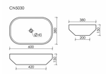 Умывальник чаша накладная прямоугольная Element 600x380x150мм
