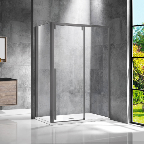 Душевой уголок Lugano VSR-1L1013CLGM-1 1300*1000, вороненая сталь, стекло прозрачное