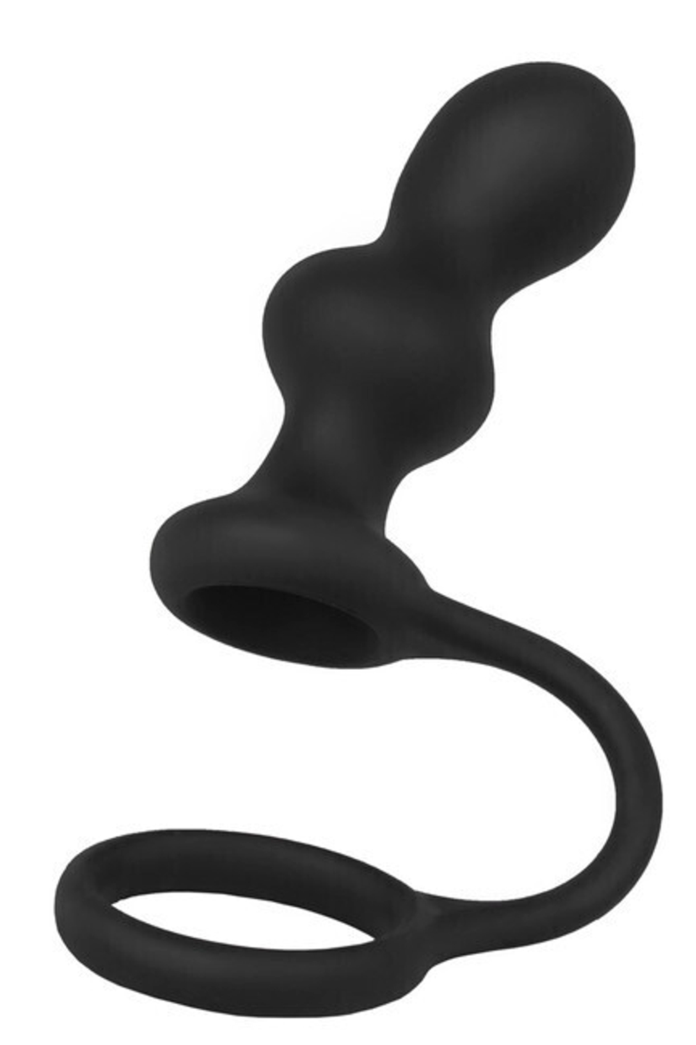 Черная анальная втулка с эрекционным кольцом Black & Red (Цвет: Чёрный)