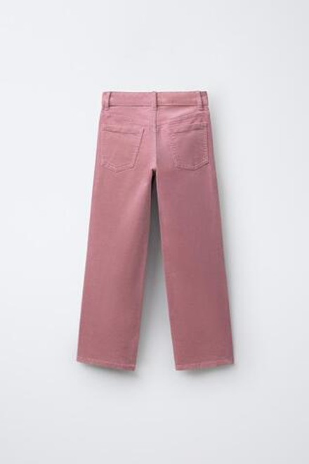 ZARA БАРХАТНЫЕ БРЮКИ С ВЫШИТЫМИ ЦВЕТАМИ, РОЗОВЫЙ