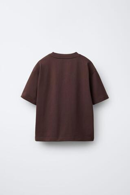 ZARA ФУТБОЛКА С ПРИНТОМ, КОРИЧНЕВЫЙ