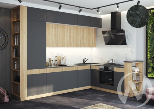 Кухня Техно-5 3;2*2;24м (белый/сонома; графит софт/кастилло темный)
