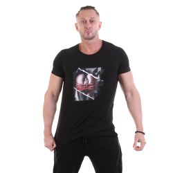 Мужская футболка с круглым вырезом черная с принтом Sesmik O002