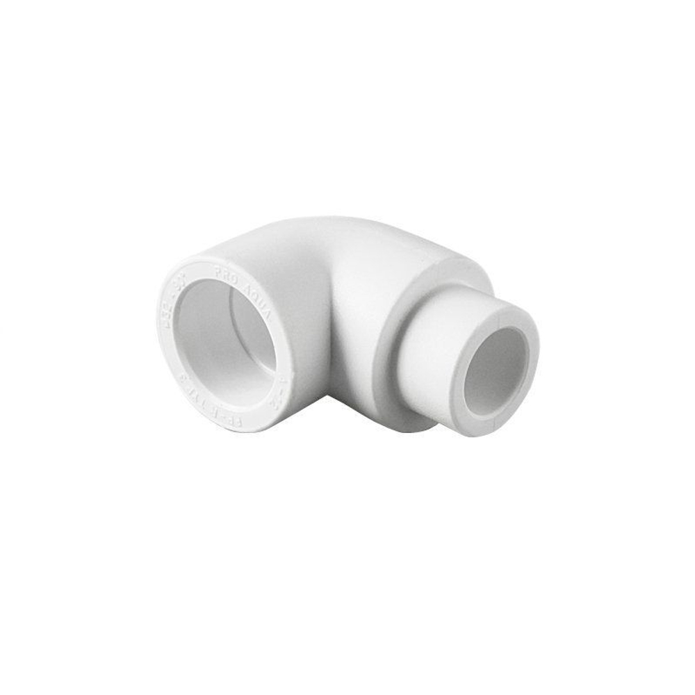 Угольник переходный ПП 90гр. 20 PN 25, муфта-штуцер, белый, Pro Aqua PA13608P