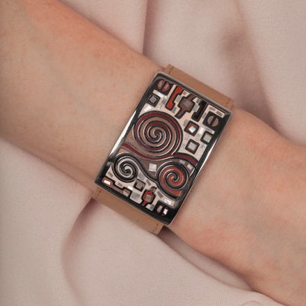 Браслет Fiore Luna на кожаном персиковом ремешке CB01319-16 R/S