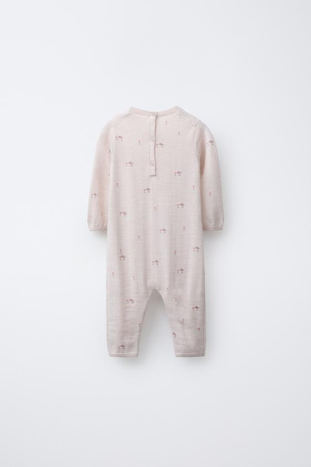 ZARA ДЛИННЫЙ КОМБИНЕЗОН С ПРИНТОМ ПТИЧЕК, 100% ШЕРСТЬ МЕРИНОСА, ЦВЕТ РОЗОВОГО ДЕРЕВА