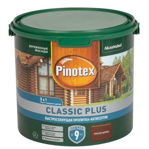 Декоративно-защитное средство для дерева 3 в 1 Pinotex Classic Plus красное дерево полуматовое 2,5 л