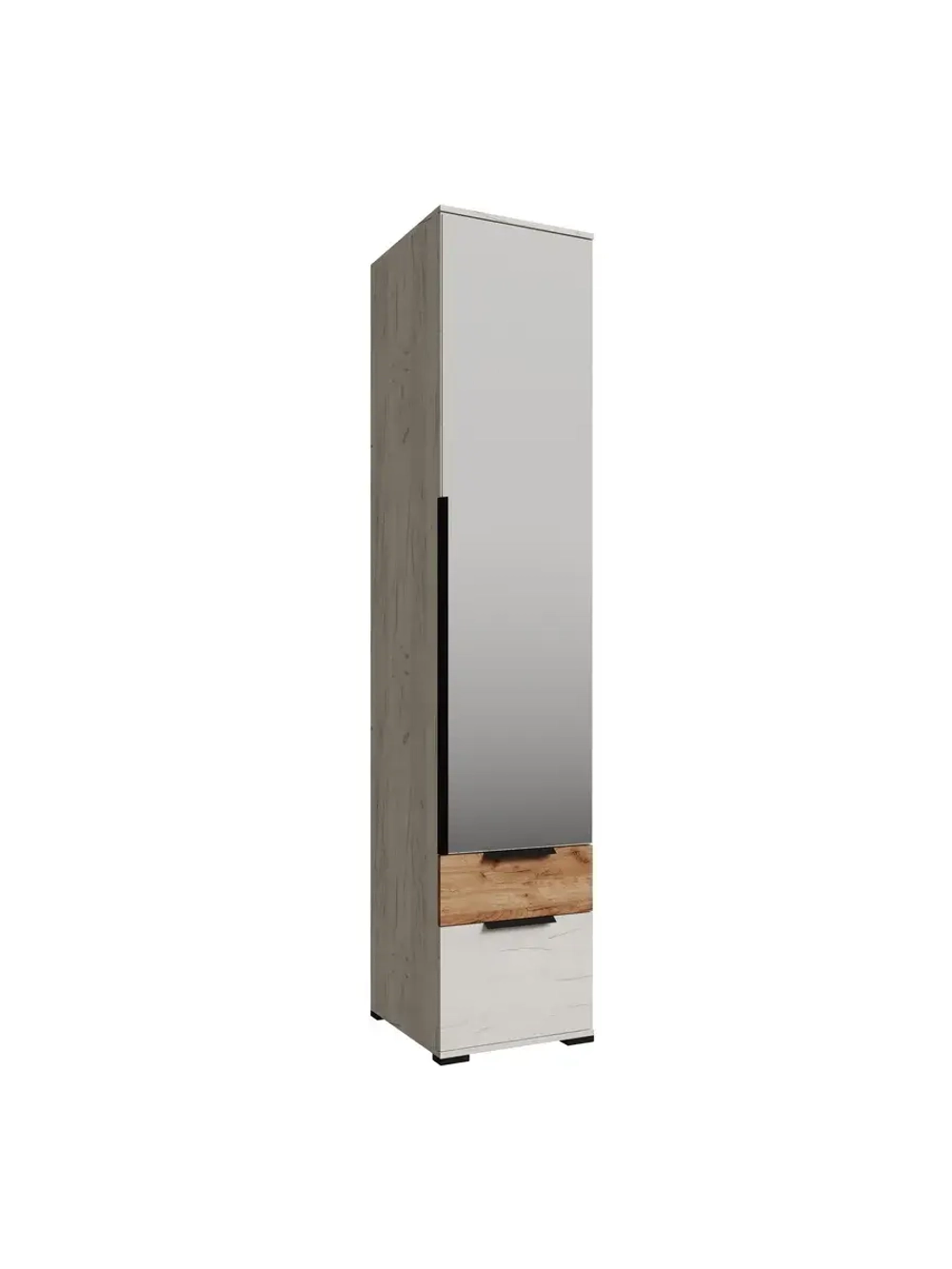 Шкаф-пенал Лилль с зеркалом дуб крафт белый