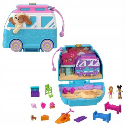 Фигурки Mattel Polly Pocket - Компактный игровой набор Полли Покет с куклами и аксессуарами - Пляжный щенок HRD36