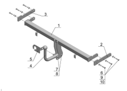Фаркоп для Kia Rio II хетчбек 2009-2011 Тип шара: A. Нагрузки: 1000/75 кг, KI 19
