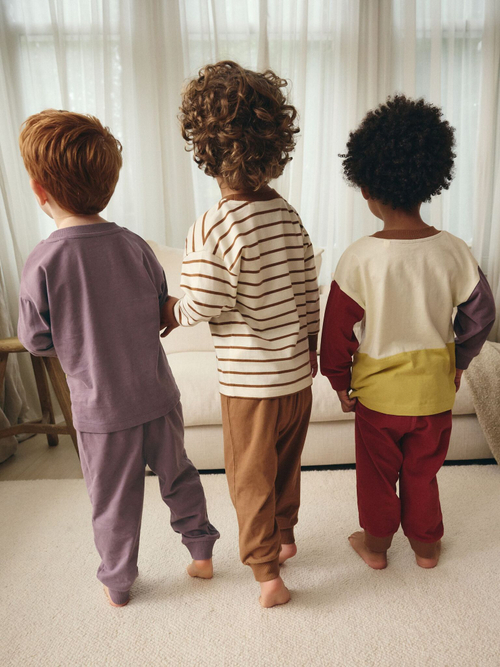 Пижама для мальчика Next B49-052, 3 шт., Бежевый, Сиреневый, Молочный