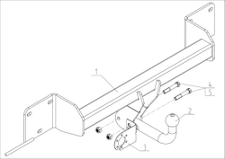 Фаркоп на BMW X1 E84 2009-2015 без выреза бампера. Тип шара: A. Нагрузки: 1600/75 кг, BM 04