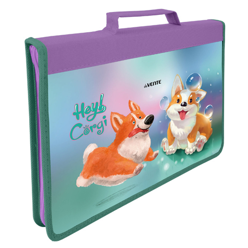Папка для труда А4 молния вокруг/ручка конгрев твердая "Hey Corgi" DEVENTE 8054305