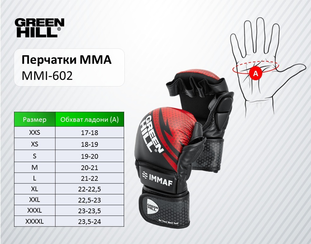 MMI-602 Перчатки MMA IMMAF approved черно-красные