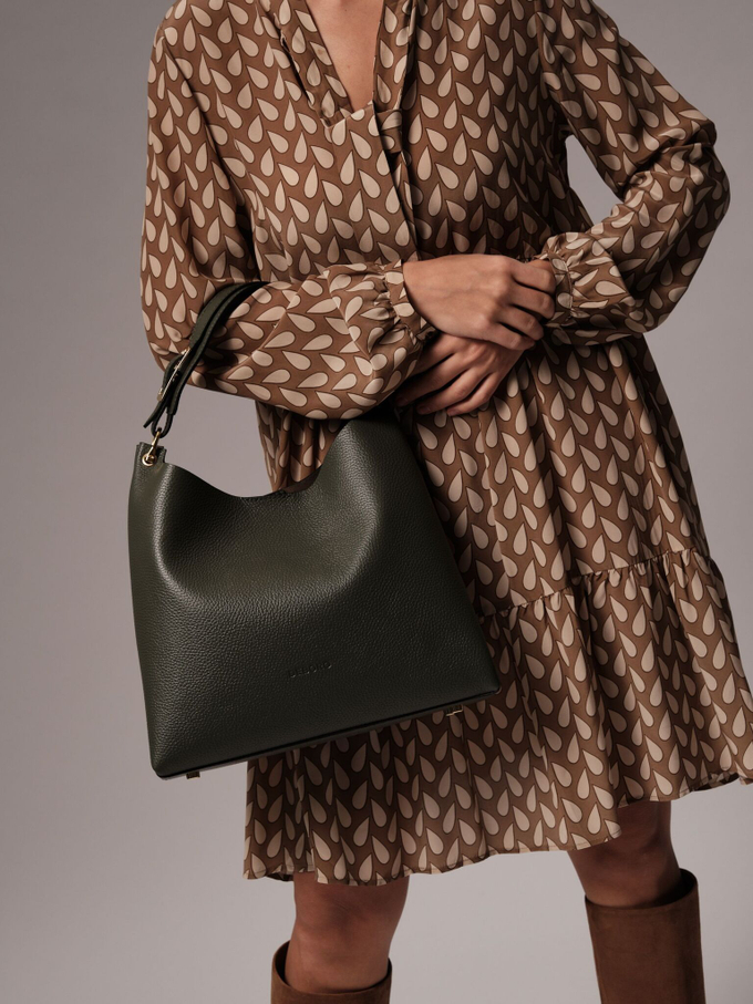 Сумка кожаная темно-зеленая