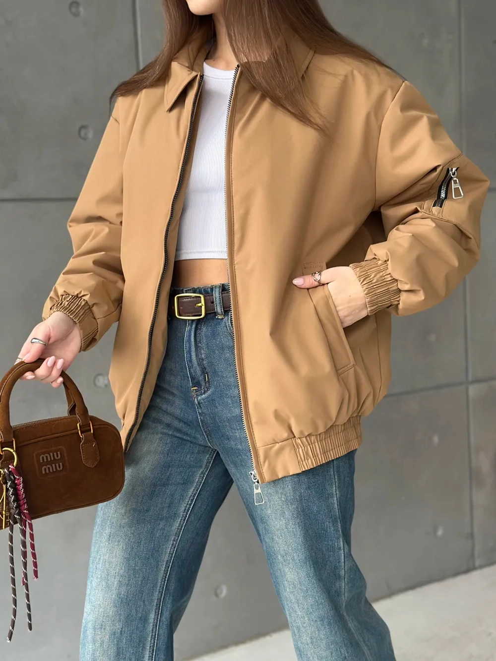 Бомбер утепленный осенний оверсайз