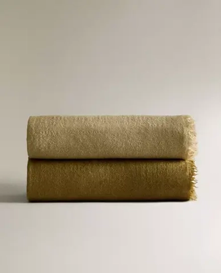 ZARA HOME ШЕРСТЯНОЙ ПЛЕД, ЗЕЛЕНЫЙ