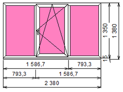 Пластиковое окно 1350 х 2380 ТермА Эко