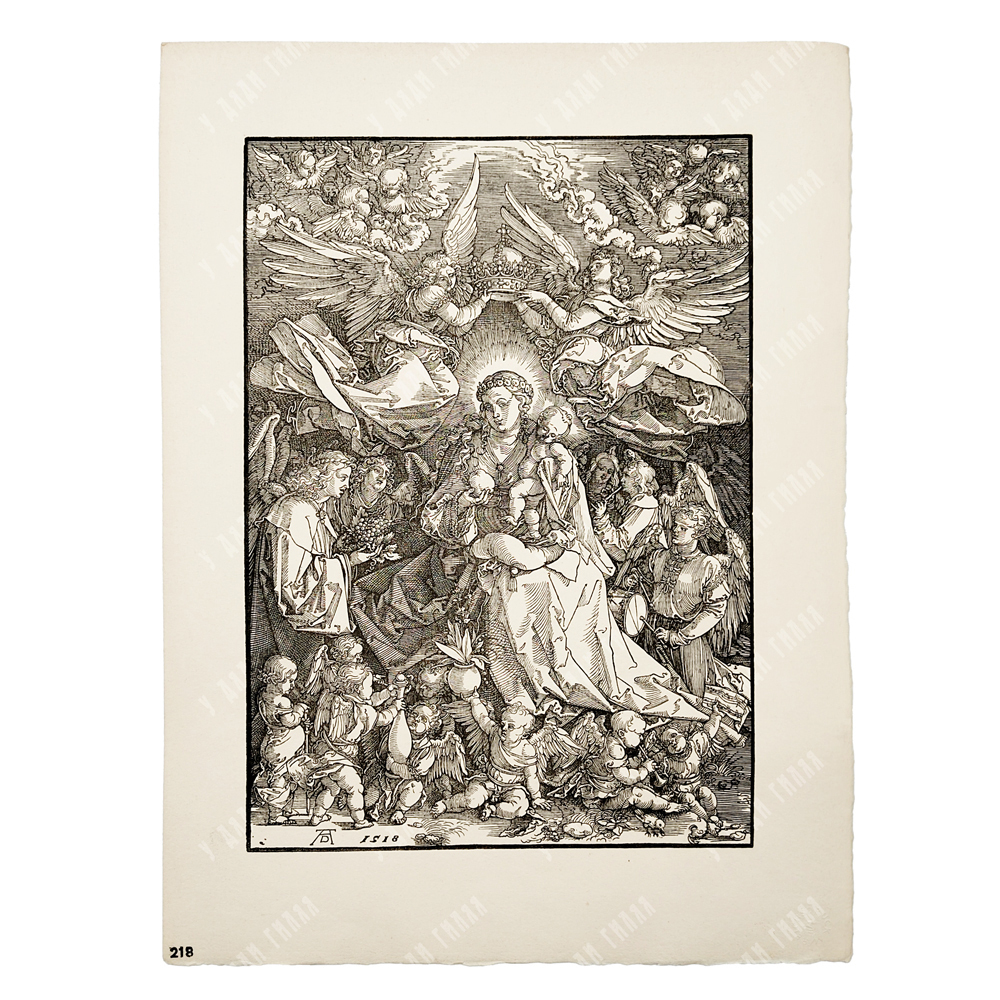 [Гравюра Рейха] Альбрехт Дюрер (1471–1528) Богородица в окружении ангелов. Начало ХХ в