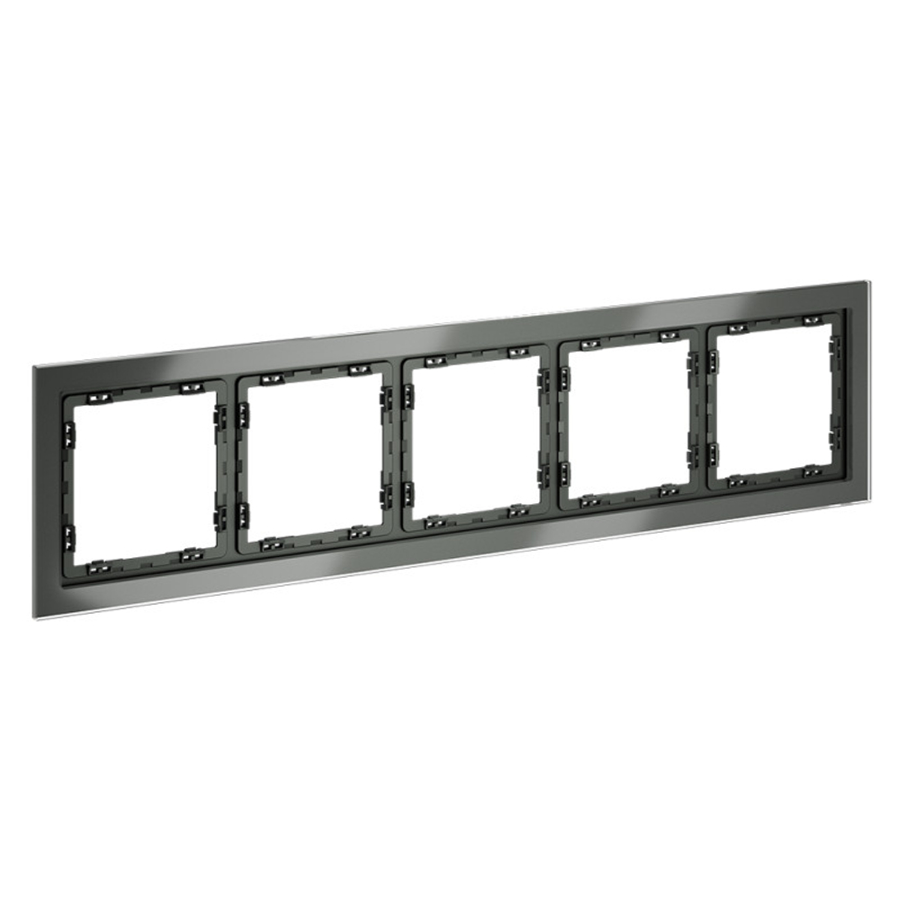 Рамка стеклянная VOLTUM S70 на 5 постов, (титан, стекло)