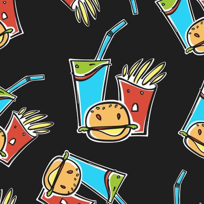 Веселая и быстрая еда (на желтом)