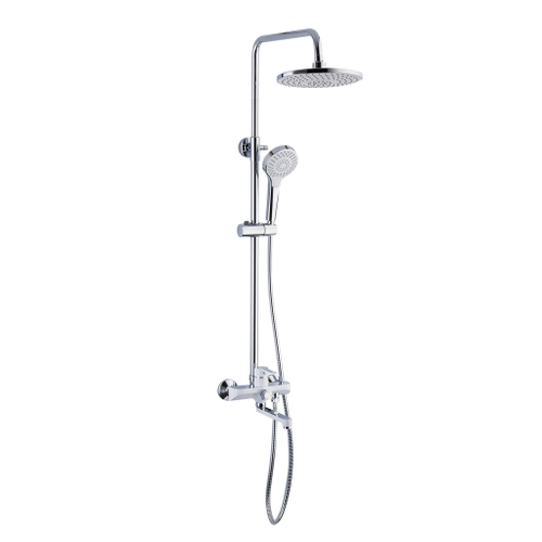 Душевая система 35к F2441 FRAP лейка "Тропич. душ" (D230мм, пов. L-излив, белый/хром, латунь)