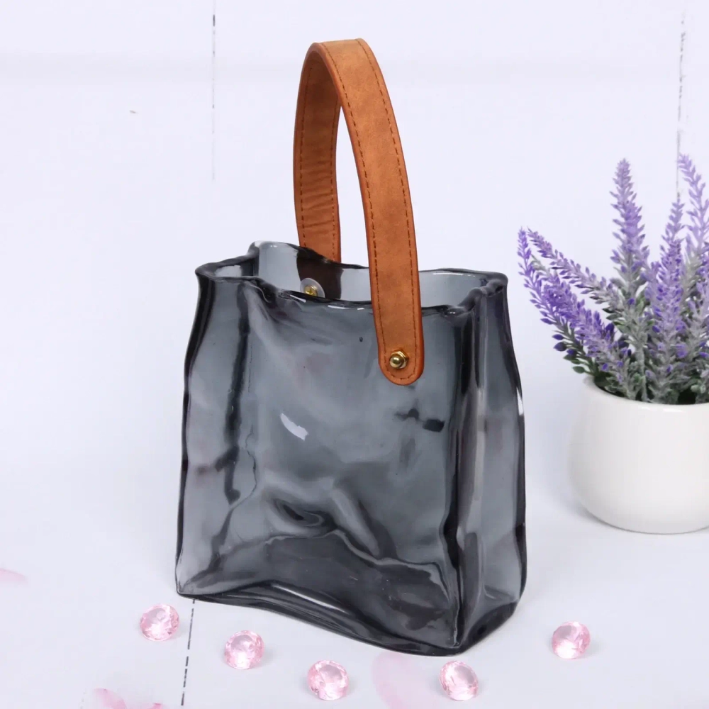 Ваза стеклянная «Молли» 14*17см серая