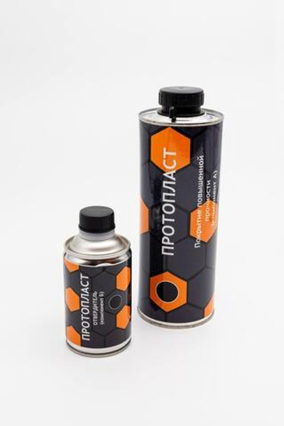 Покрытие защитное повышенной прочноcти черное ПРОТОПЛАСТ, с отвердителем 1л