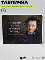 Литературный постер с цитатой А. С. Пушкина для школы, на стену, на пластике, для интерьера, 40х30 см, Silver Plane x Айдентика Технолоджи