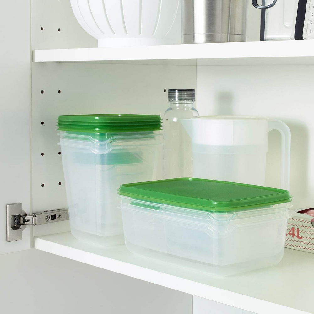 IKEA PRUTA  (ИКЕА ПРУТА)  -  Контейнер для продуктов, 17 штук, прозрачный/зеленый