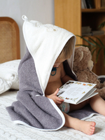 Полотенце с уголком для новорожденных махровое 90х90 (серое)