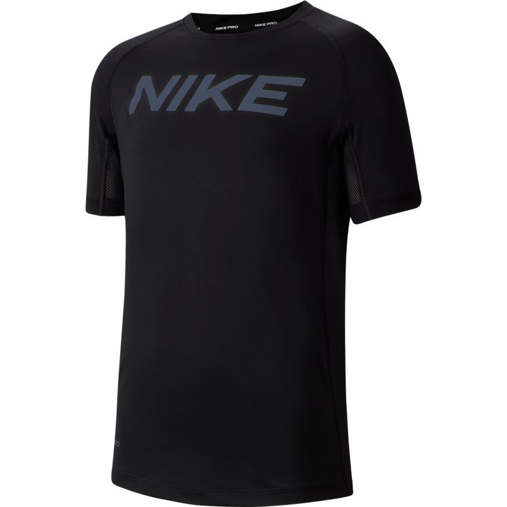 Детская теннисная футболка Nike Pro SS FTTD Top - black/white