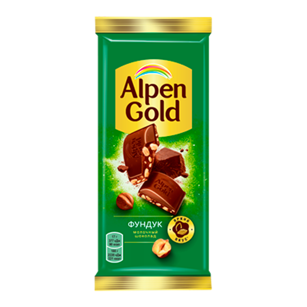Шоколад молочный с дробленым фундуком Alpen Gold 85г