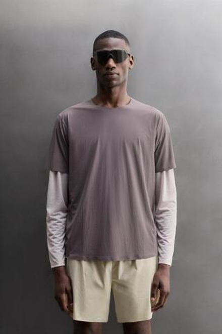 ZARA ТЕХНИЧЕСКАЯ ФУТБОЛКА ИЗ РЕЛЬЕФНОЙ ТКАНИ, ЛИЛОВЫЙ