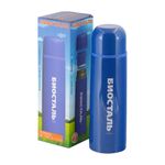 Термос &quot;Биосталь&quot; с узкой горловиной и пробкой с кнопкой, цв.синий, 0,75 л/12/