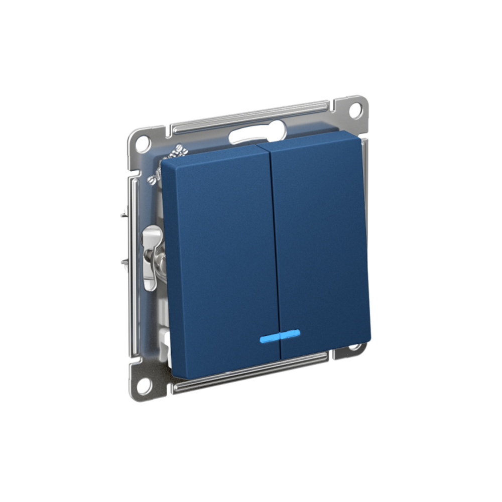 Выключатель 2-кл. AtlasDesign (сх. 5а) 10AX с подсветкой механизм аквамарин SE ATN001153 Выключатель 2-кл. AtlasDesign (сх. 5а) 10AX с подсветкой механизм аквамарин SE ATN001153