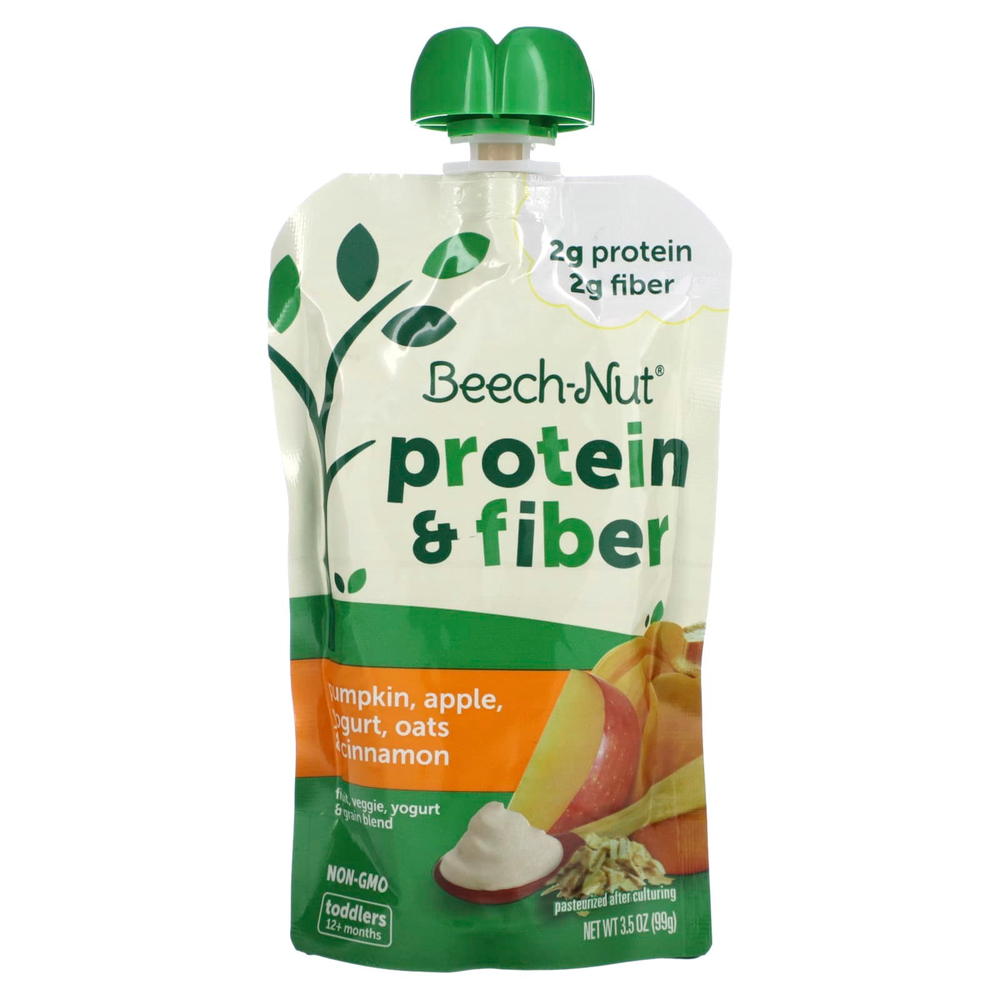 Beech-Nut, Фрукты, овощи, смесь йогурта и злаков, белок и клетчатка, от 12 месяцев, тыква, яблоко, йогурт, овес и корица, 99 г (3,5 унции)