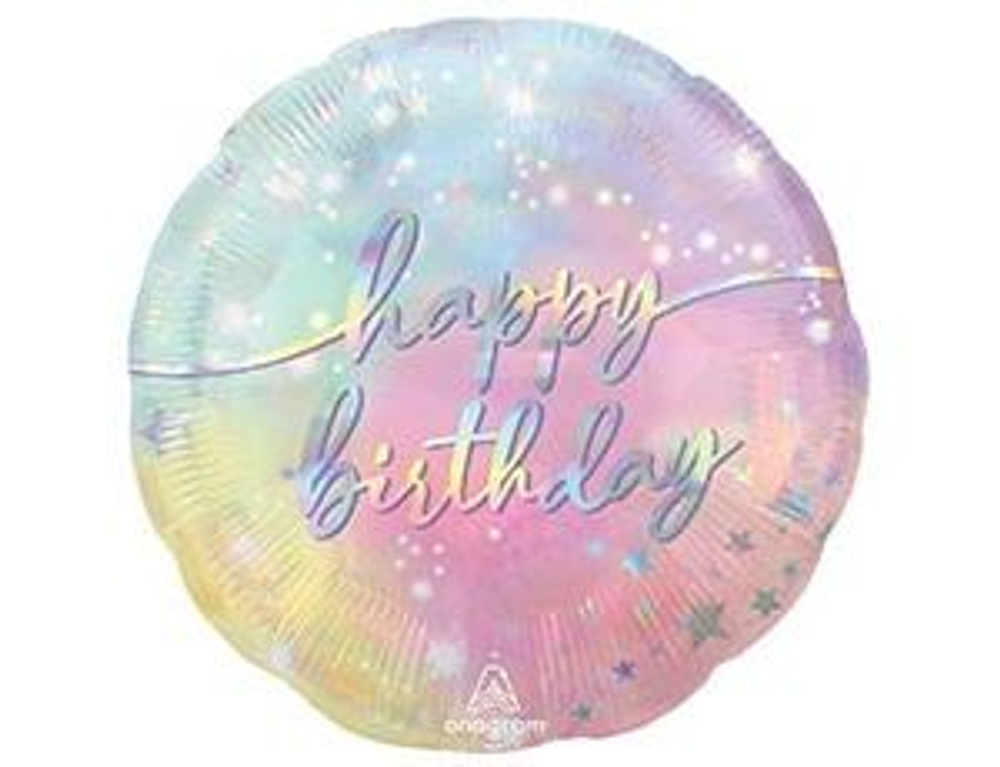 А Фигура Круг Джамбо, Happy Birthday, Сияние, 17"/43 см, 1 шт.