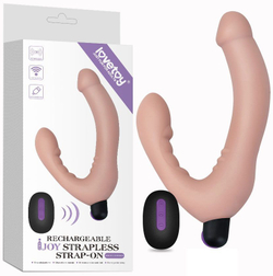 Безремневой страпон с вибрацией и пультом ДУ Rechargeable IJOY Strapless Strap on - 22 см.