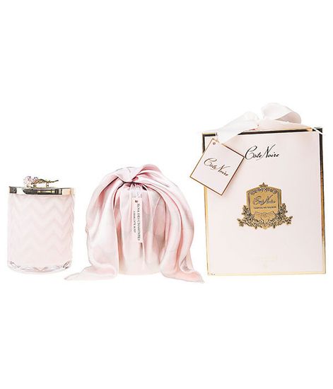 Большая розовая свеча "ёлочка" с золотым цветком и платком, Cote Noire