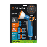 GRINDA Х-834, пистолет поливочный X-8, коннектор 3/4, конектор 3/4 с автостопом, адаптер с внутр. резьбой 1/2 х 3/4,набор поливочный PROLine (429167)