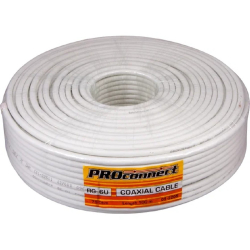 Кабель PROconnect (01-2206) Кабель коаксиальный RG-6U, 75Ом, Cu/Al/Cu, 48%, 100м, INDOOR, белый