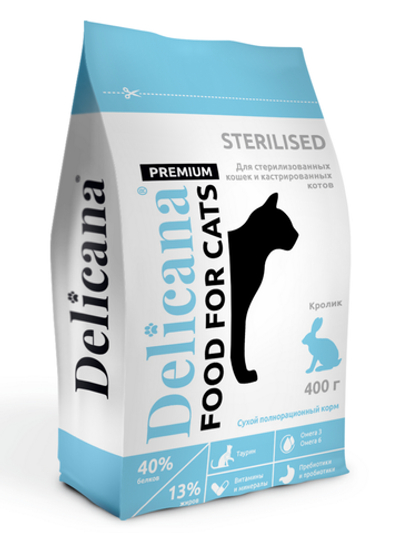 Деликана Delicana сух.д/кошек кастрированных и стерилизованных, кролик