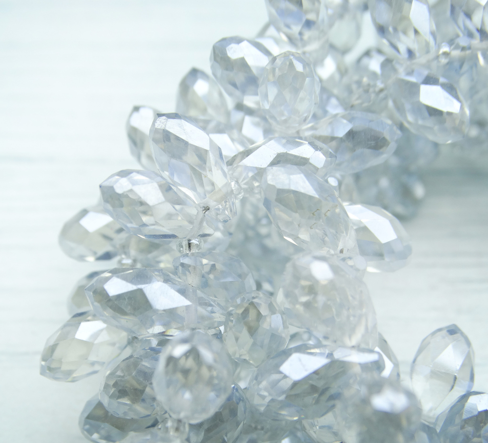 БК021ДН612 Хрустальные бусины-капли, цвет: серый AB прозрачный, размер 6х12 мм, 15 шт.