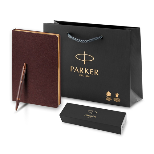 Подарочный набор: Шариковая ручка Parker IM + ежедневник, коричневый