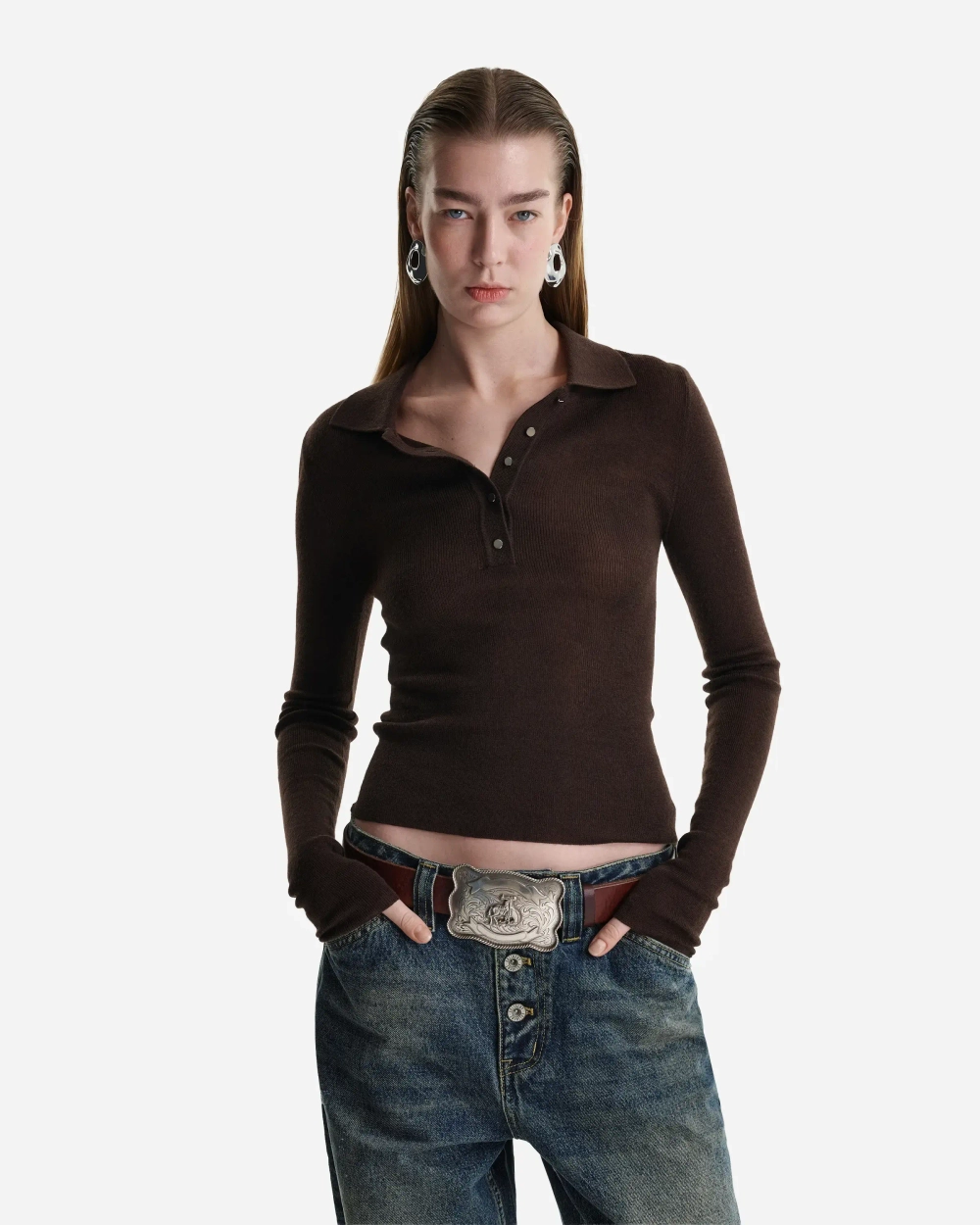 Джемпер поло шоколадный