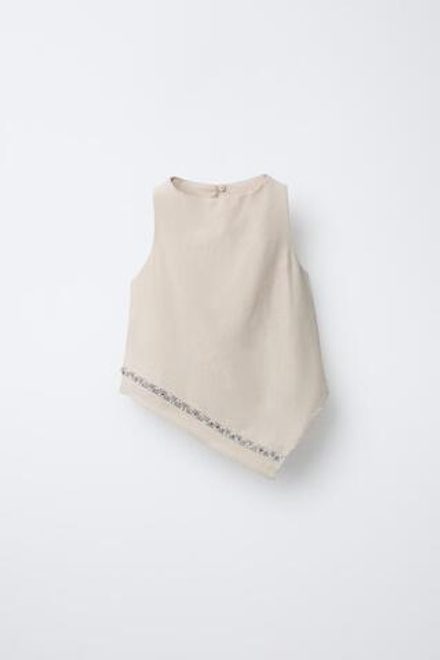 ZARA ТОП АСИММЕТРИЧНОГО КРОЯ, БЕЖЕВЫЙ